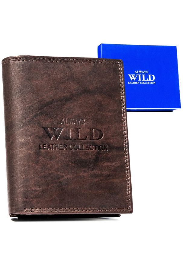 ALWAYS WILD - Portfel skórzany Always Wild AW-N4-MAL c. brązowy. Kolor: brązowy. Materiał: skóra