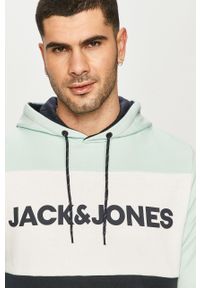 Jack & Jones - Bluza. Okazja: na co dzień. Typ kołnierza: kaptur. Kolor: turkusowy. Materiał: dzianina. Styl: casual #3