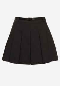 Renee - Czarne Spódnico-Spodenki High Waist z Plisowaniem Wykończone Paskiem Eviennes. Okazja: na co dzień. Stan: podwyższony. Kolor: czarny. Materiał: jedwab. Styl: casual, klasyczny #3