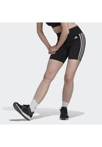 Adidas - Training Essentials 3-Stripes High-Waisted Short Leggings. Kolor: czarny. Materiał: materiał