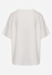 Renee - Biały T-shirt z Bawełny z Motywem Serca i Łańcuszkiem Carilnessa. Okazja: na co dzień. Kolekcja: plus size. Kolor: biały. Materiał: bawełna. Styl: casual, klasyczny #2