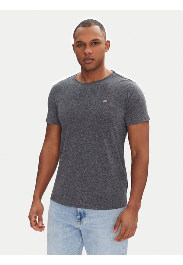 Tommy Jeans T-Shirt Jaspe DM0DM09586 Granatowy Slim Fit. Kolor: niebieski. Materiał: syntetyk