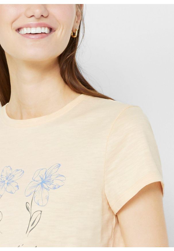 bonprix - T-shirt basic z nadrukiem (2 szt.). Kolor: pomarańczowy. Wzór: nadruk