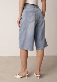 Born2be - Niebieskie Jeansowe Szorty z Bawełny w Stylu Bermudów z Szerokimi Nogawkami Neamemenis. Okazja: na imprezę, na co dzień, na spacer. Kolekcja: plus size. Kolor: niebieski. Materiał: jeans, bawełna. Sezon: lato. Styl: casual, elegancki #8