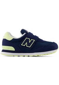 Buty dziecięce New Balance PV515KF – granatowe. Okazja: na uczelnię. Kolor: niebieski. Materiał: materiał, syntetyk, guma. Szerokość cholewki: normalna