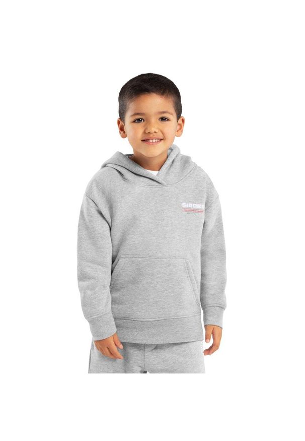 SIROKO - Chopięca bluza dresowa z kapturem Lifestyle Siroko Monti. Okazja: na co dzień. Typ kołnierza: kaptur. Kolor: szary. Materiał: dresówka. Styl: casual