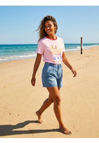 Sinsay - Bawełniana koszulka z nadrukiem - różowy. Kolor: różowy. Materiał: bawełna. Wzór: nadruk #1