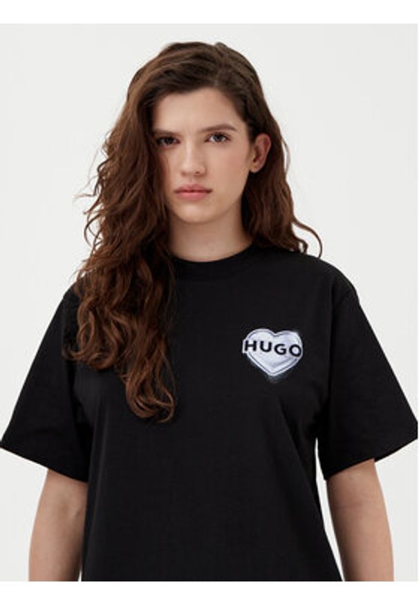 Hugo - HUGO T-Shirt Vintage 50534545 Czarny Boxy Fit. Kolor: czarny. Materiał: bawełna. Styl: vintage