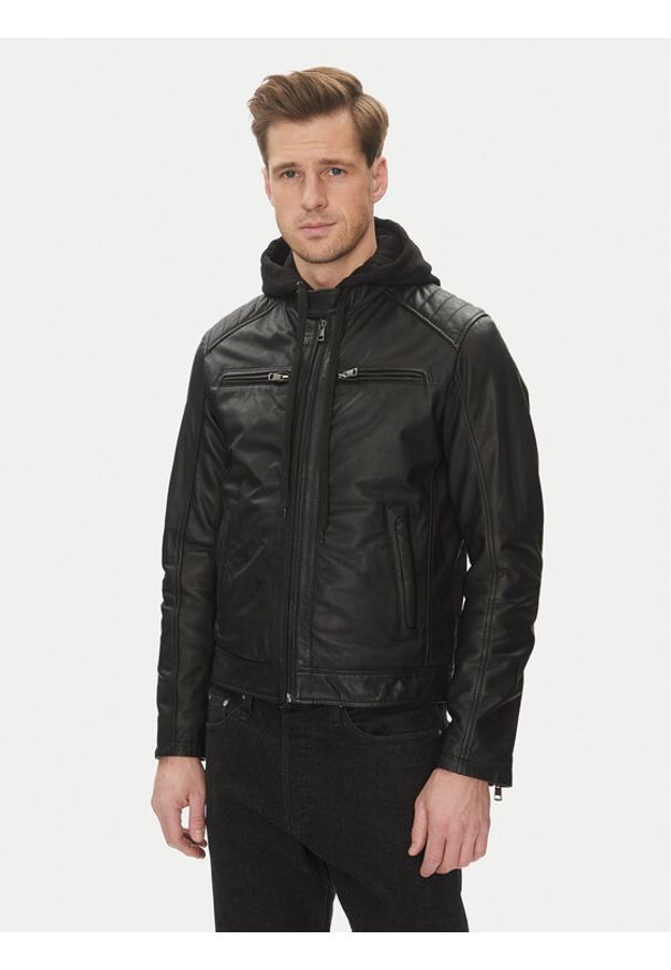 Serge Pariente Kurtka skórzana Sean Czarny Regular Fit. Kolor: czarny. Materiał: skóra