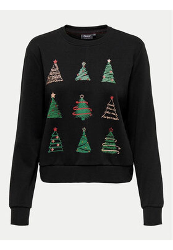 only - ONLY Bluza Yda Xmas 15270956 Czarny Regular Fit. Kolor: czarny. Materiał: bawełna, syntetyk