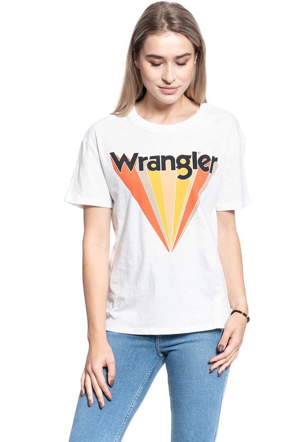 Wrangler - T-SHIRT DAMSKI WRANGLER BOYFRIEND TEE OFFWHITE W7019EA02 112130896