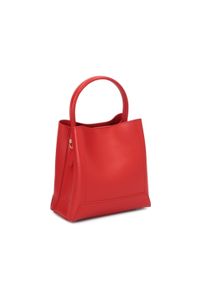 Kazar - Czerwona torebka z dużym zapięciem. Kolor: czerwony. Wzór: paski, gładki. Materiał: skórzane. Styl: elegancki. Rodzaj torebki: do ręki #4
