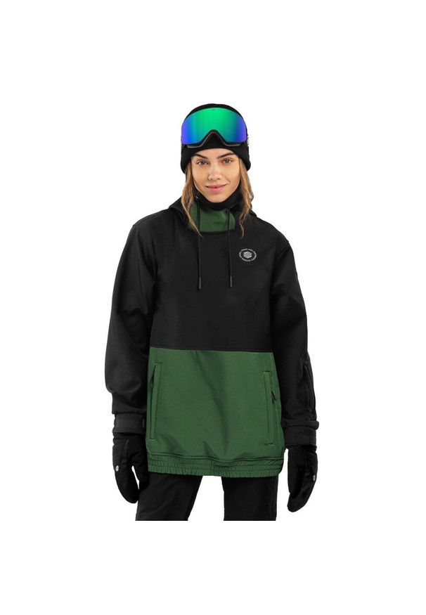 SIROKO - Damska kurtka snowboardowa Sporty zimowe Siroko W1-W Evergreen. Kolor: czarny. Materiał: softshell, materiał. Sezon: zima. Sport: snowboard