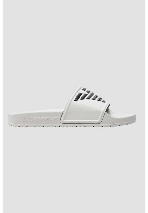 Emporio Armani - EMPORIO ARMANI Białe klapki Mules PVC logo. Kolor: biały