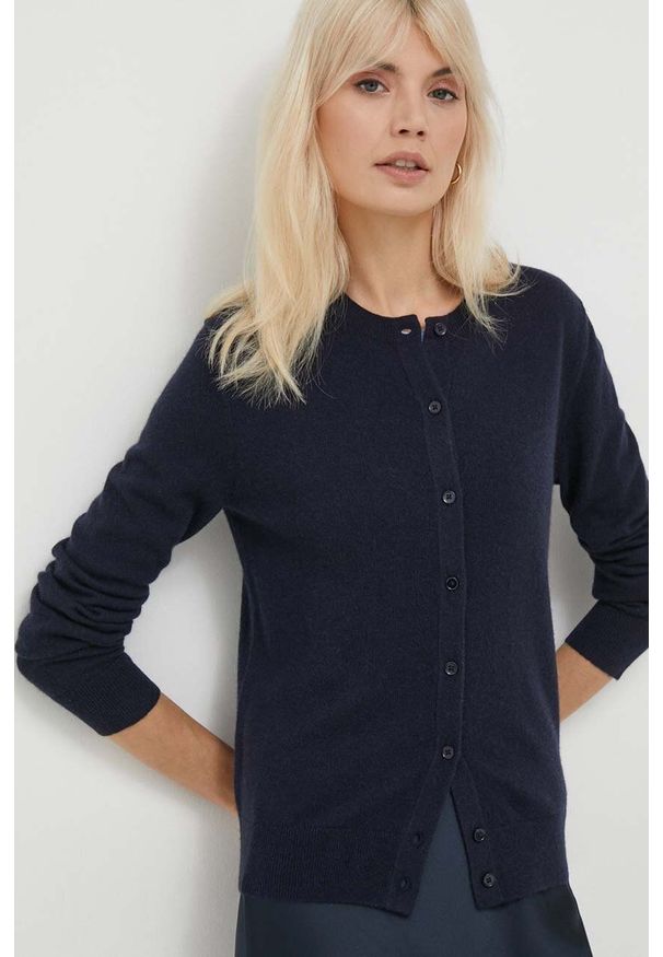 United Colors of Benetton kardigan kaszmirowy kolor granatowy lekki. Kolor: niebieski. Materiał: kaszmir. Wzór: gładki