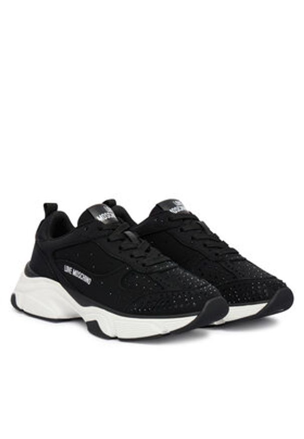 Love Moschino - LOVE MOSCHINO Sneakersy JA15406G1OIM0000 Czarny. Kolor: czarny. Materiał: skóra