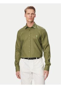 Karl Lagerfeld - KARL LAGERFELD Koszula 605084 562791 Zielony Regular Fit. Typ kołnierza: dekolt w karo. Kolor: zielony. Materiał: len #1