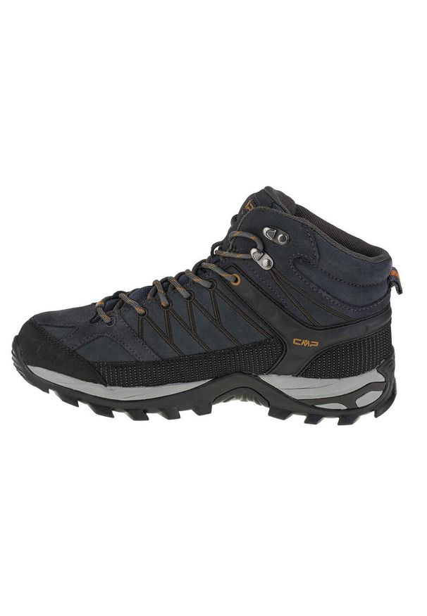Buty trekkingowe męskie CMP Rigel Mid. Zapięcie: sznurówki. Kolor: wielokolorowy, czarny, niebieski, szary. Materiał: skóra, syntetyk, tkanina, materiał. Szerokość cholewki: normalna