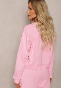 Renee - Różowa Oversize Bluza z Bawełny o Krótkim Fasonie Sibolla. Kolor: różowy. Materiał: bawełna. Długość: krótkie #3