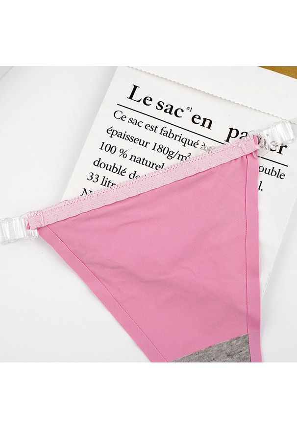 Intica - Stringi z przezroczystymi paskami i eleganckim detalem Iva. Kolor: różowy. Materiał: materiał. Wzór: paski