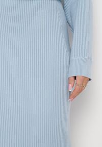 Born2be - Niebieska Dzianinowa Spódnica Midi Tauki. Kolor: niebieski. Materiał: dzianina #5