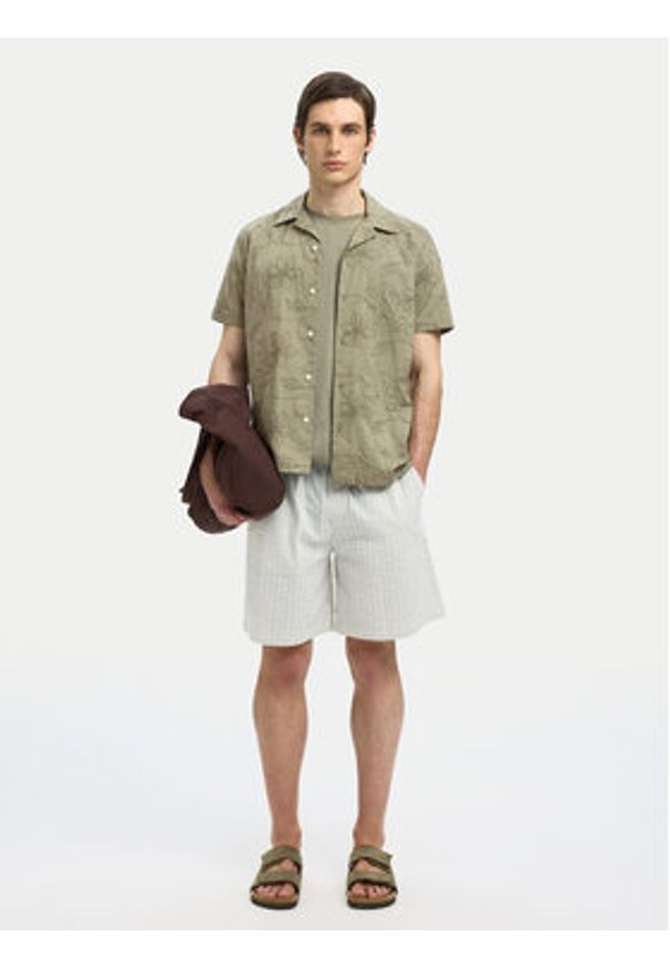 Selected Homme Koszula 16097686 Zielony Regular Fit. Kolor: zielony. Materiał: bawełna