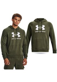 Under Armour - Bluza fitness męska UNDER ARMOUR Rival Fleece Logo Hoodie z kapturem. Typ kołnierza: kaptur. Kolor: zielony. Sport: fitness