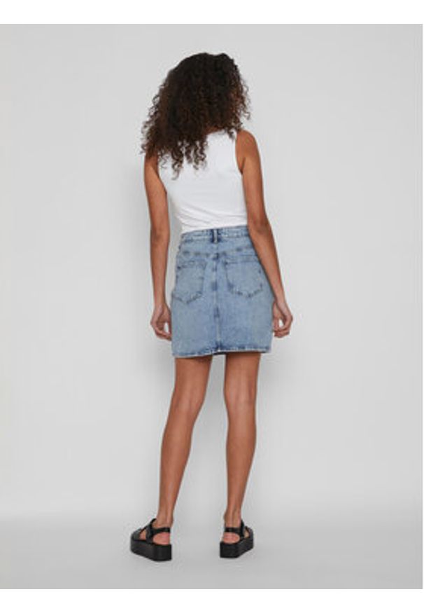 Vila Spódnica jeansowa Kaja 14084735 Niebieski Regular Fit. Kolor: niebieski. Materiał: jeans, bawełna