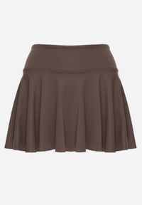 Renee - Brązowe Spódnico-Szorty High Waist Lumivine. Okazja: na co dzień. Stan: podwyższony. Kolor: brązowy. Styl: elegancki, casual #7