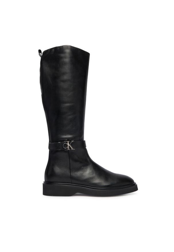 Calvin Klein Kozaki Knee Boot W/ Metal Logo HW0HW02665 Czarny. Kolor: czarny. Materiał: skóra