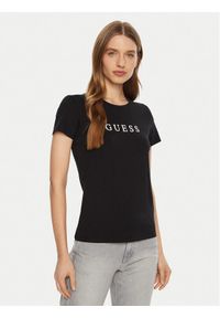 Guess T-Shirt O5RI01 KBBU1 Czarny Slim Fit. Kolor: czarny. Materiał: syntetyk