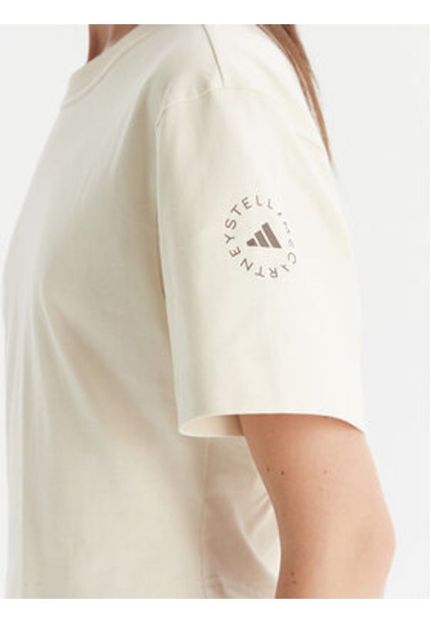 Adidas by Stella McCartney - adidas by Stella McCartney T-Shirt JX6775 Beżowy Regular Fit. Kolor: beżowy. Materiał: bawełna