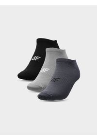4f - Skarpetki casual przed kostkę (3-pack) męskie. Kolor: szary. Materiał: włókno, materiał, bawełna #1