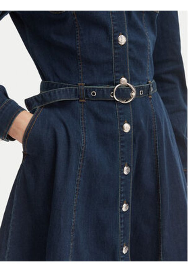 Morgan Sukienka jeansowa 261-RODEX Granatowy Slim Fit. Kolor: niebieski. Materiał: bawełna