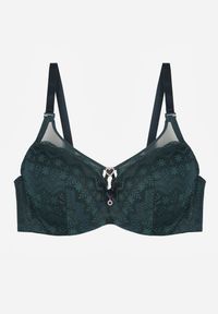 Renee - Ciemnozielony Biustonosz z Koronki z Sercem z Cyrkonii Adrievianna. Kolor: zielony. Materiał: koronka. Wzór: koronka #3