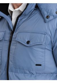 Ombre Clothing - Kurtka męska zimowa z kapturem - błękitna V8 C518 - L. Okazja: na co dzień. Typ kołnierza: kaptur. Kolor: niebieski. Materiał: poliester, nylon. Sezon: zima. Styl: casual #6