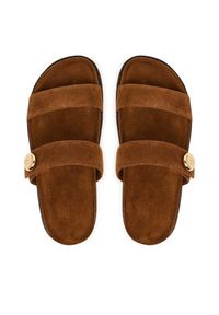 Tory Burch Klapki Romy Sport 183266 Brązowy. Kolor: brązowy. Materiał: skóra, zamsz. Styl: sportowy #5