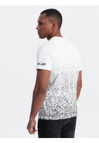 Ombre Clothing - T-shirt męski bawełniany z gradientowym nadrukiem - biały V1 OM-TSPT-22SS-001 - XXL. Kolor: biały. Materiał: bawełna. Wzór: nadruk, gradientowy. Styl: klasyczny #3