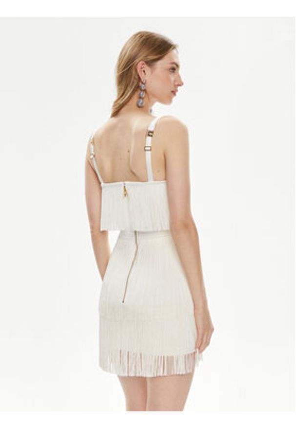 Elisabetta Franchi Sukienka koktajlowa AB-635-42E2 Biały Regular Fit. Kolor: biały. Materiał: syntetyk. Styl: wizytowy