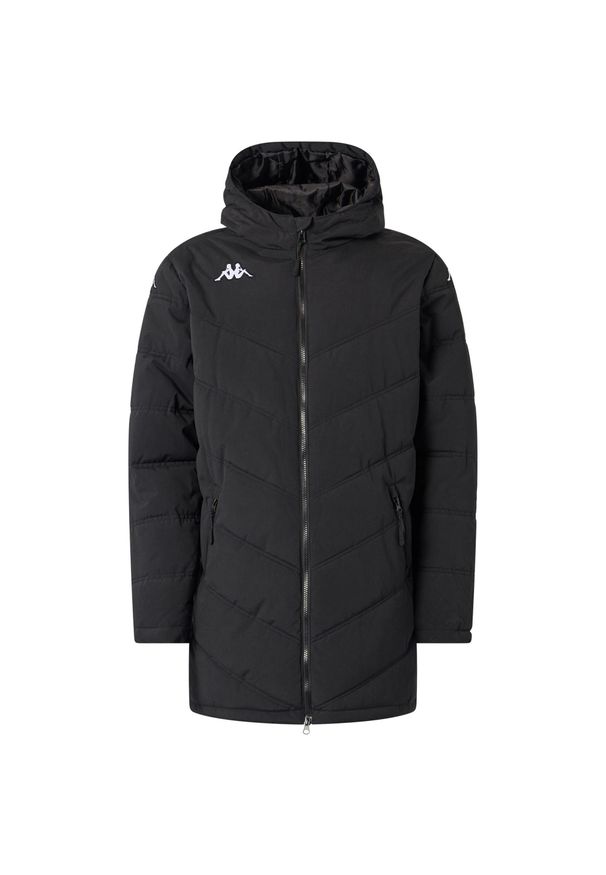 Kurtka puchowa Kappa Giambolo. Kolor: czarny. Materiał: puch. Sezon: zima. Sport: piłka nożna