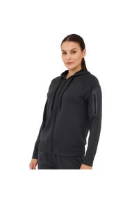 Bluza damska wełniana z kapturem Brubeck OUTDOOR MERINO. Typ kołnierza: kaptur. Kolor: szary. Materiał: poliamid, elastan, poliester, wełna. Sport: outdoor