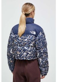 The North Face kurtka puchowa damska kolor granatowy zimowa oversize. Typ kołnierza: kołnierzyk stójkowy. Kolor: niebieski. Materiał: puch. Sezon: zima #2