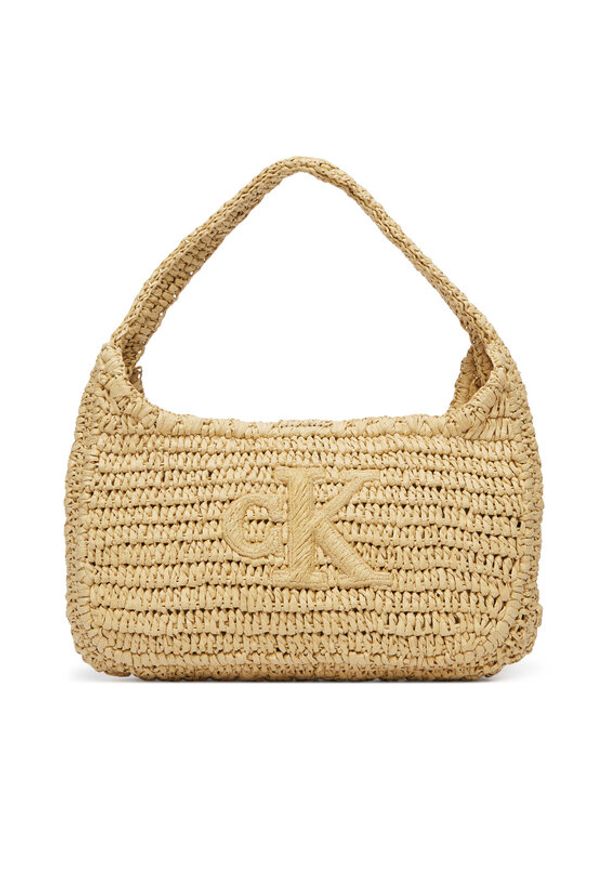 Calvin Klein Torebka Bold Ck Raffia Sm Shoulder Bag LV04F3449G Brązowy. Kolor: brązowy