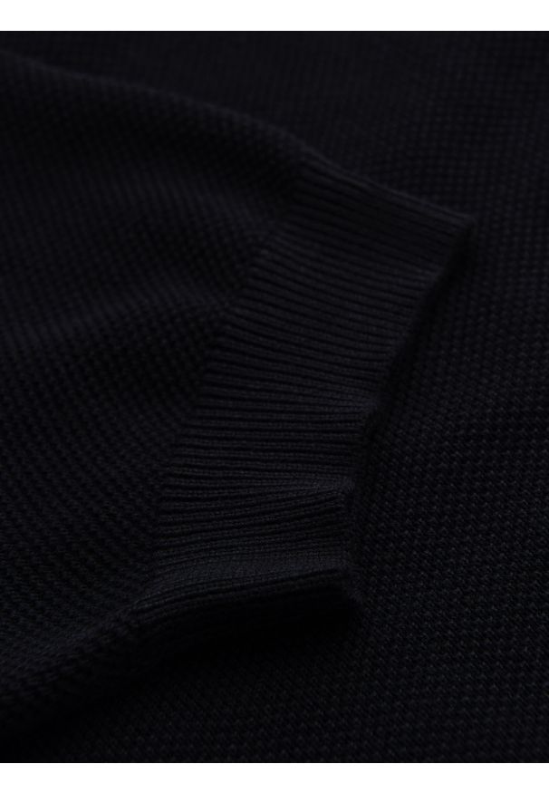 Ombre Clothing - Bawełniana męska koszulka polo ze strukturalnej dzianiny – czarna V5 OM-POSS-0117 - XXL. Okazja: do pracy, na co dzień. Typ kołnierza: polo. Kolor: czarny. Materiał: dzianina, bawełna. Długość: krótkie. Styl: elegancki, casual