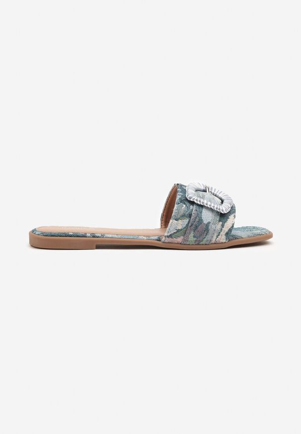 Born2be - Niebieskie Klapki z Ozdobną Klamrą Katilissa. Okazja: na co dzień. Kolor: niebieski. Styl: elegancki, casual
