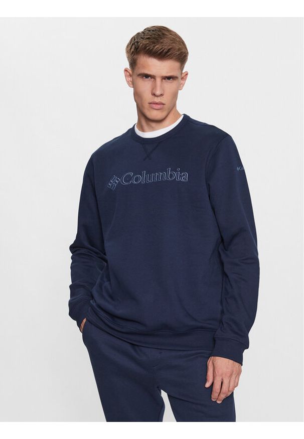 columbia - Columbia Bluza M Logo Fleece Crew Niebieski Regular Fit. Kolor: niebieski. Materiał: bawełna