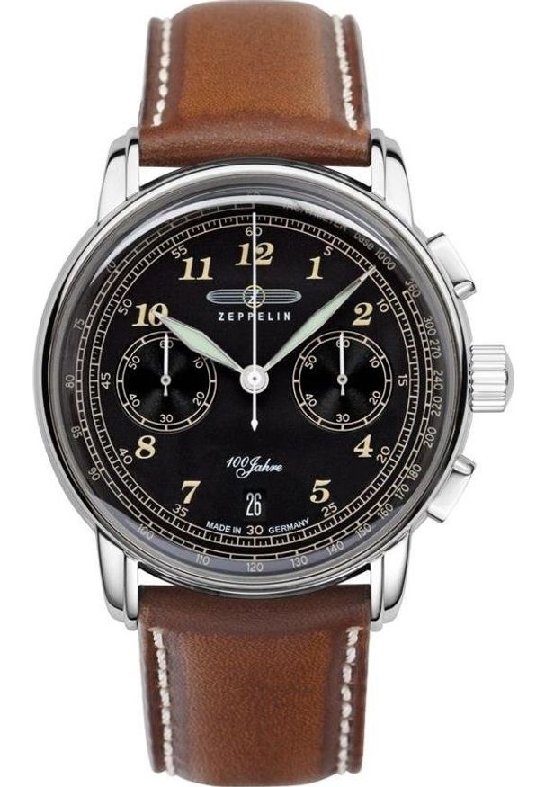Zegarek Zeppelin Męski 100 Jahre 7674-3 Quarz Czarny (259890). Kolor: czarny