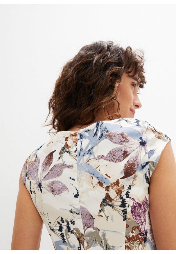 bonprix - Sukienka ołówkowa z satyny bawełnianej. Kolor: beżowy. Materiał: satyna, bawełna. Typ sukienki: ołówkowe. Styl: elegancki