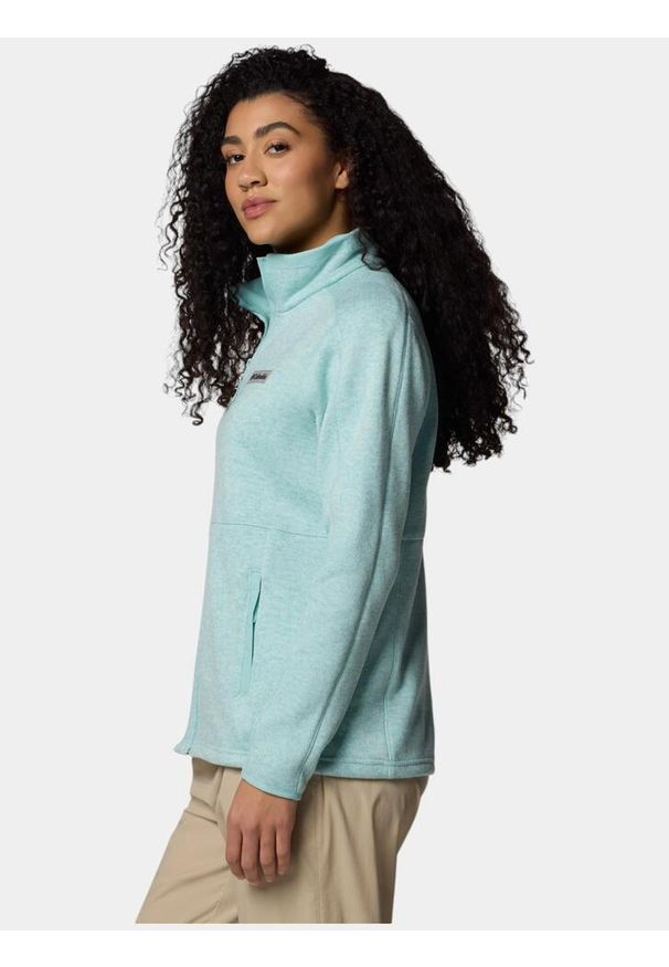 columbia - Sweter damski Columbia Sweater Weather II. Typ kołnierza: polo. Kolor: zielony
