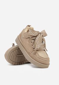 Born2be - Beżowe Sneakersy Śniegowce z Ocieplaną Wyściółką i Szerokimi Sznurówkami Naleia. Okazja: na uczelnię. Zapięcie: sznurówki. Kolor: beżowy. Materiał: jeans. Styl: sportowy, elegancki #3
